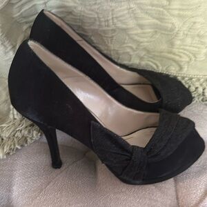 Caparros black peep toe heels